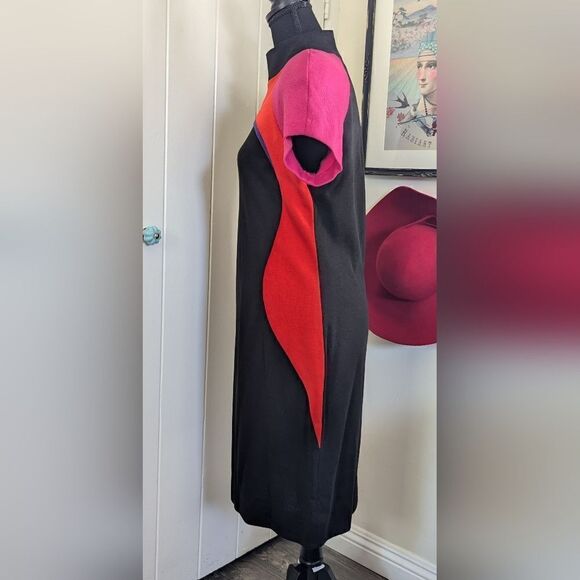 VTG Christine Jaguin Black Purple Red Colorblock Maximalist Power Suit Dress 8 - Picture 5 of 10